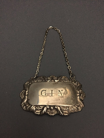 Vintage Silverplate Gin Decanter Liquor Label