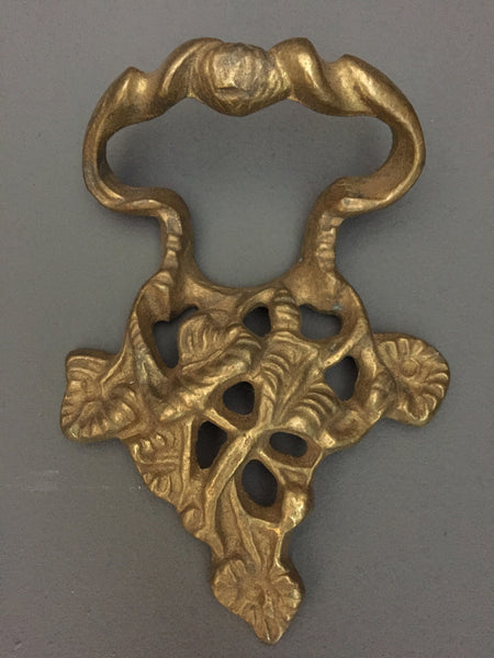 Vintage Large Brass Casket Handle With Vine Design