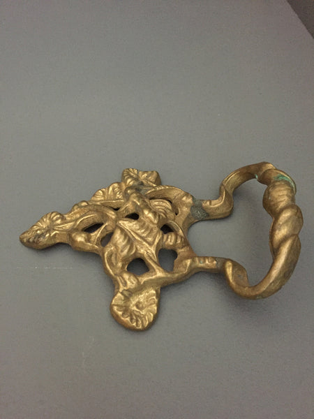 Vintage Large Brass Casket Handle With Vine Design